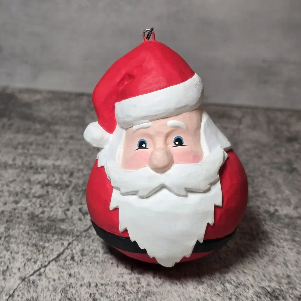 Vintage Charming Rustic Hand Painted Large Gourd Santa Artist Signed Jolly Folk